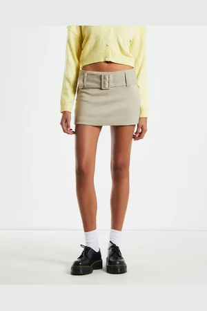 Insight Nova Low Rise Geo Mini Skirt in Beige