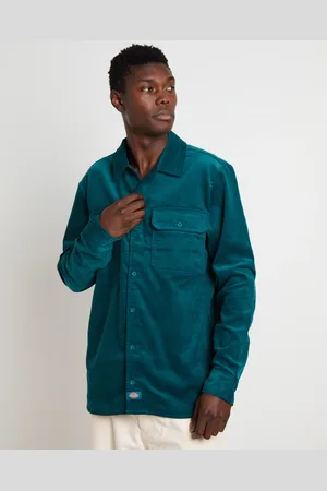 Dickies Houston Corduroy Long Sleeve Work Shirt in Jade