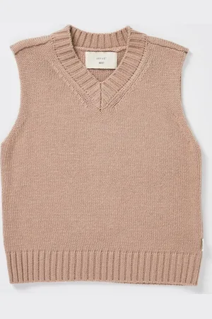 Arvust Boys Sunday Box Knit Vest in Tan