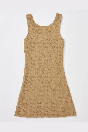 Subtitled Teen Girls Skyla Textured Mini Dress in Taupe