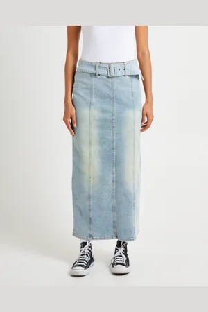 Insight Kaya Low Belted Denim Maxi Skirt