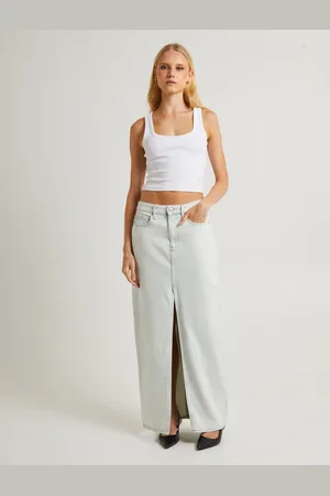 Calvin Klein Front Split Denim Maxi Skirt