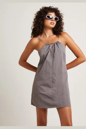 Insight Tech Halter Neck Mini Dress in Peat
