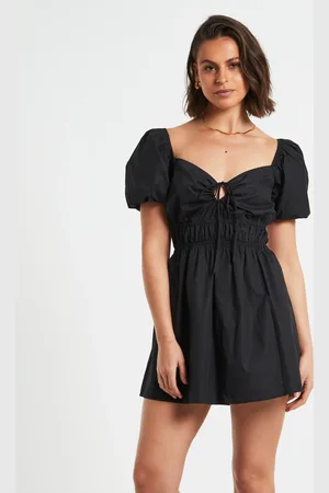 Subtitled Rylee Backless Puff Sleeve Mini Dress in