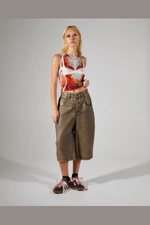 Jaded London Distressed PU Jorts