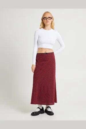 Insight Grunge Plaid Midi Skirt