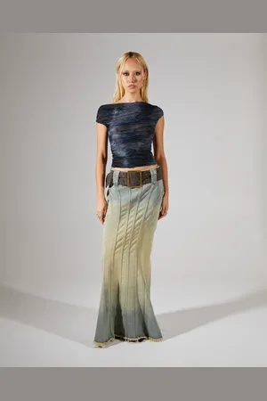 Jaded London Denim Fishtail Maxi Skirt