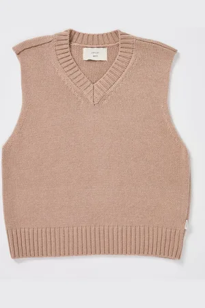 Arvust Teen Boys Sunday Box Knit Vest in Tan