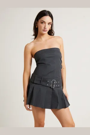 Insight Bad Habits Kilt Mini Dress in Slate
