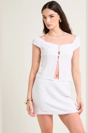 Subtitled Janita Off Shoulder Lace Trim Top