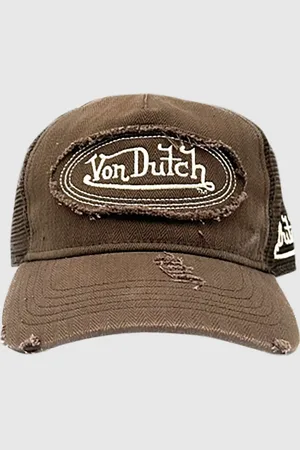 Von Dutch Unisex Trucker Hat Heringbone Dark Taupe