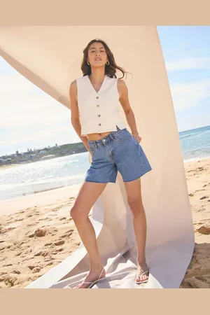 Dr Denim Hill Low Denim Shorts Sky Retro Raw Hem