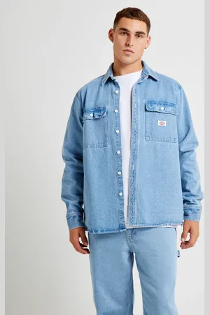 Dickies Jacinto Denim Long Sleeve Shirt Stone Wash Light Indigo