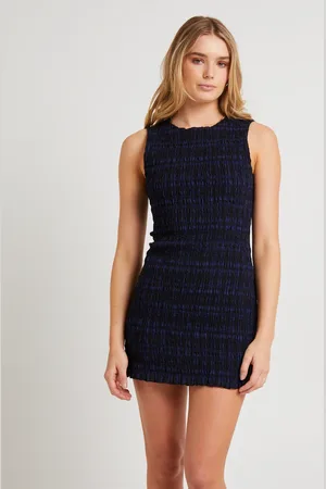 Insight Drew Check Shirred Mini Dress