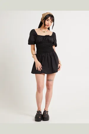Subtitled Kora Puff Sleeve Shirred Mini Dress