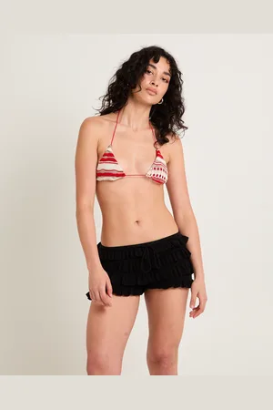 Jaded London Cata Micro Triangle Ruffle Knit Bikini Top