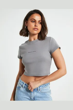 ABrand 90s Crop Tee in Slate Grey