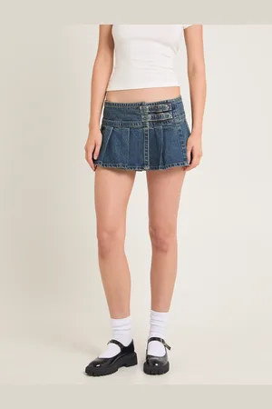 ABrand Rip Curl 99 Low Pleated Denim Skirt Zola