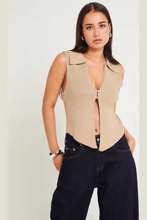 Subtitled Meryl Ribbed Collar Knit Top