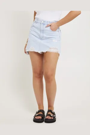 ABrand Aline Rip Denim Skirt Kate
