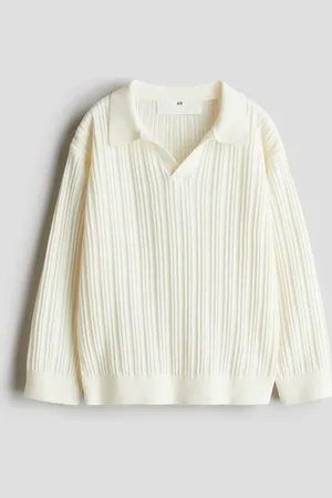 H&M Rib Knit Cotton Polo Sweater