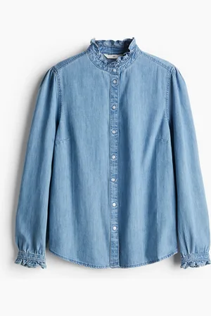 H&M Frill Trim Denim Blouse
