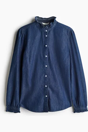 H&M Frill Trim Denim Blouse