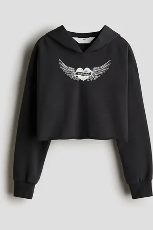 H&M Print Cropped Hoodie
