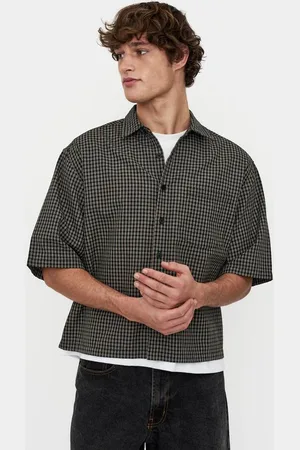 Hallenstein Brothers Bailey Cropped Check Short Sleeve Shirt in