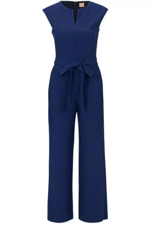 HUGO - Mock-neck jumpsuit with belted waist