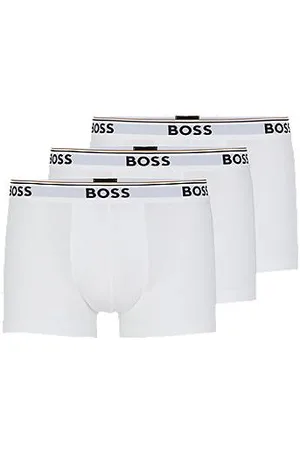 HUGO BOSS Three-pack of stretch-cotton trunks with logo waistbands
