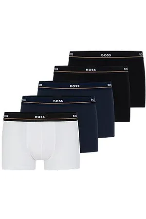 HUGO BOSS Five-pack of stretch-cotton trunks with logo waistbands