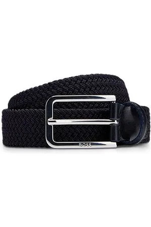 HUGO BOSS Woven belt with leather facings