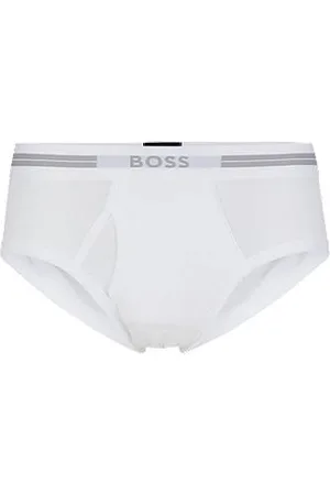 HUGO BOSS Open-fly briefs in ribbed cotton with logo waistband