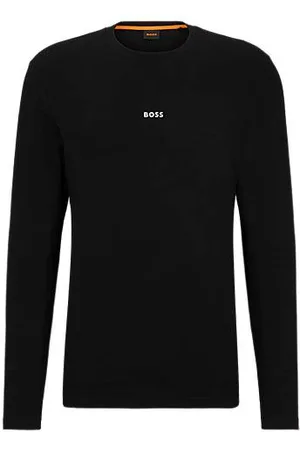 HUGO BOSS Long-sleeved T-shirt in stretch cotton with logo print