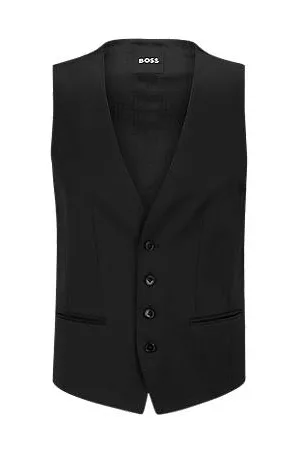 HUGO BOSS Slim-fit waistcoat in virgin-wool serge