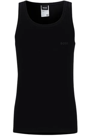 HUGO BOSS Ribbed-cotton underwear vest with logo print