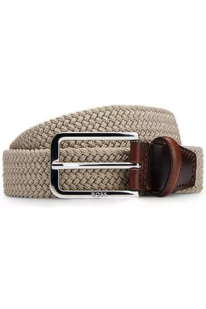 HUGO BOSS Woven belt with leather facings