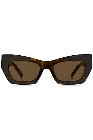 HUGO BOSS Havana-acetate sunglasses with signature hardware