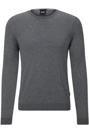 HUGO BOSS Slim-fit sweater in merino wool with crew neckline