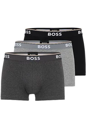 HUGO BOSS Three-pack of stretch-cotton trunks with logo waistbands