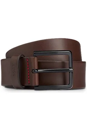 HUGO BOSS Italian-leather belt with logo-stamped keeper