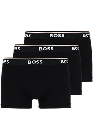 HUGO BOSS Three-pack of stretch-cotton trunks with logo waistbands
