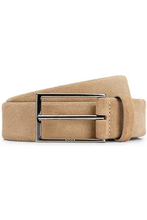HUGO BOSS Suede belt with logo and gunmetal buckle