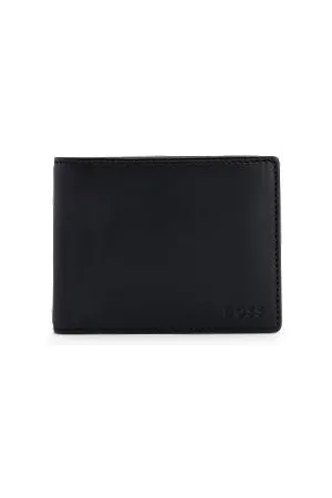 HUGO BOSS Leather trifold wallet with emed logo and coin pocket