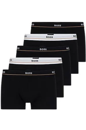 HUGO BOSS Five-pack of stretch-cotton trunks with logo waistbands