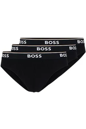 HUGO BOSS Three-pack of stretch-cotton briefs with logo waistbands