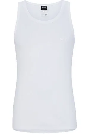 HUGO BOSS Ribbed-cotton underwear vest with logo print