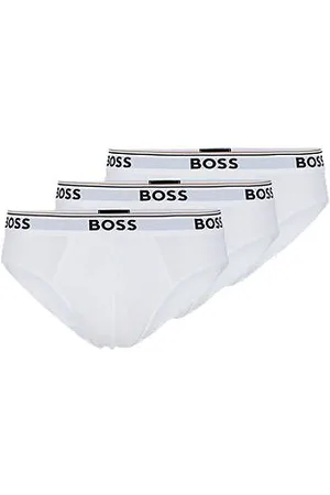 HUGO BOSS Three-pack of stretch-cotton briefs with logo waistbands