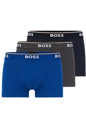 HUGO BOSS Three-pack of stretch-cotton trunks with logo waistbands